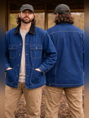 vintage big mac denim chore jacket 2xl workwear barn coat utility jc penney blue